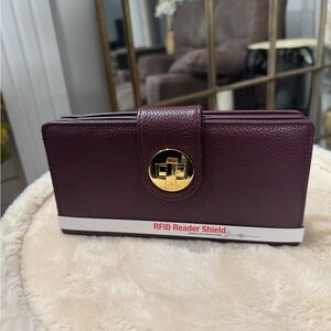 Buxton Plum Wallet with Gold Accent